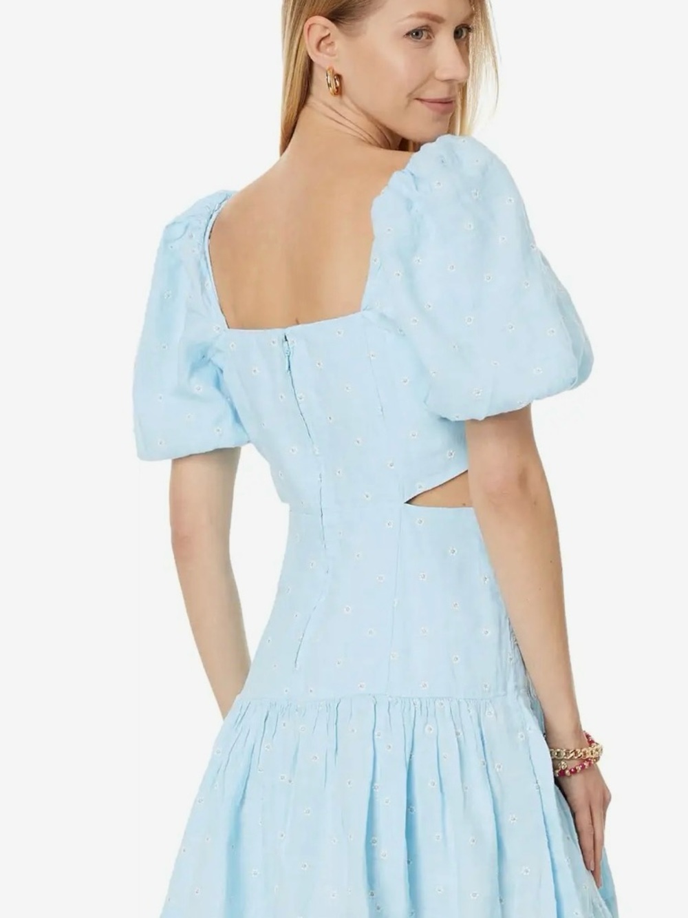 NWT Lilly Pulitzer Kylanne Elbow Sleeve Embr Linen Dress Hydra Blue Size 10 - Picture 2 of 16